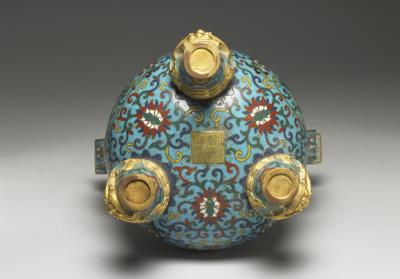 图片[2]-Copper incense burner in cloisonne enamels (set of five alter piece), Qing dynasty (1644-1911)-China Archive